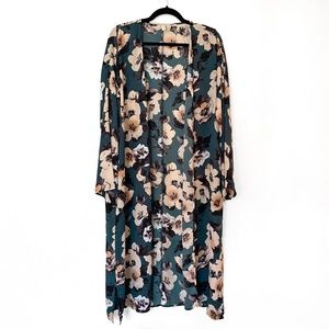 Green Floral Chiffon Cover Up